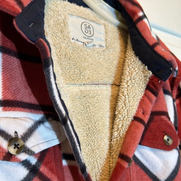 Sage Collective Plaid Lined Shacket Size L - Picture 6 of 10
